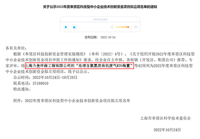 Shanghai Lihuang on 2022 Fengxian District science and technology smes technology innovation fund project approved